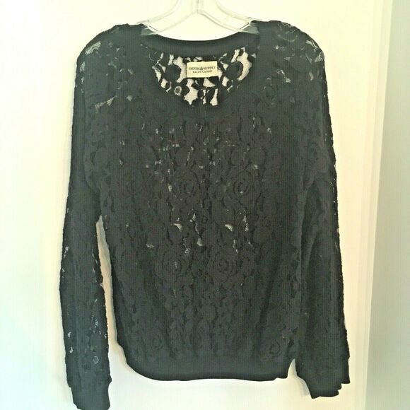 Denim & Supply Ralph Lauren black lace top M/L - Picture 5 of 5